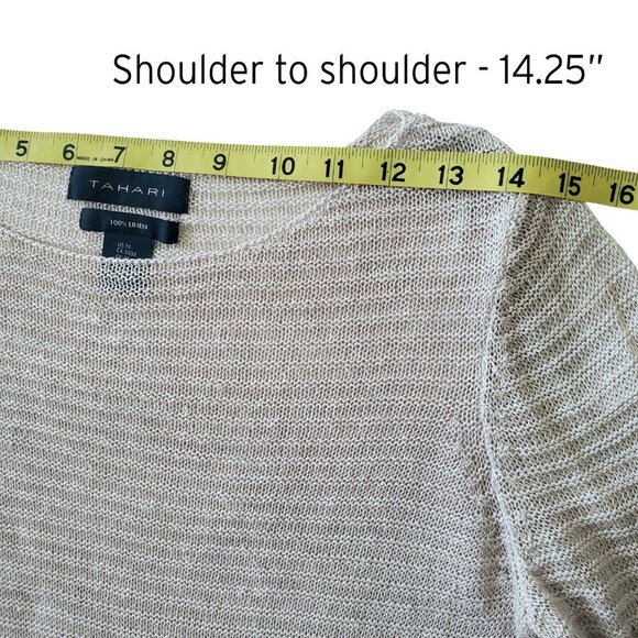 Tahari 100% Linen Open Weave Lightweight Long Sleeve Sweater Size M - Picture 12 of 15